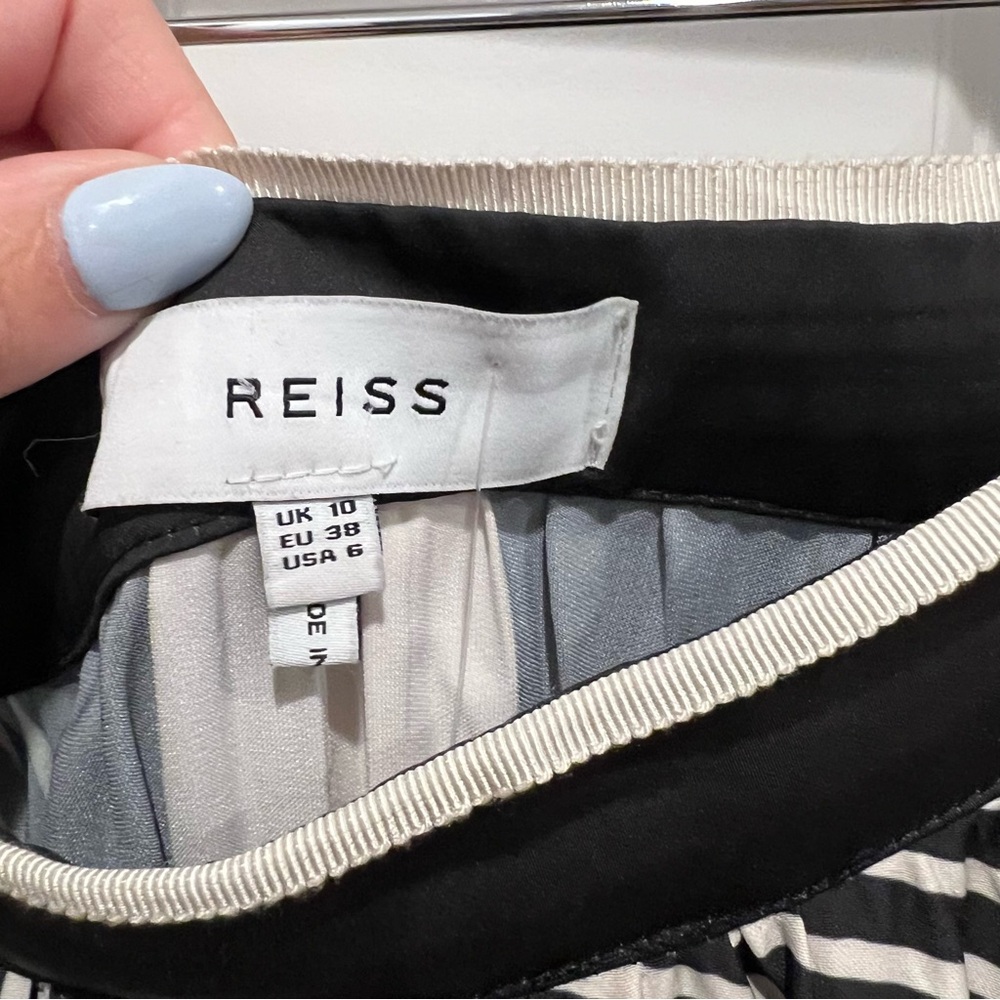 Reiss Black and White Pleated Midi Skirt - Picture 5 of 6